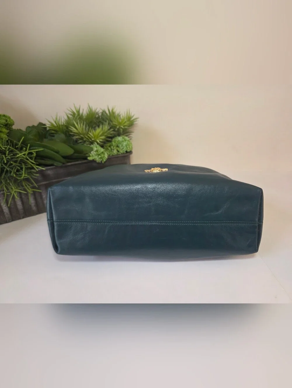 Coach Evelyn Shoulder Bag Dark Teal Smooth Leather Gold Chain- NWT